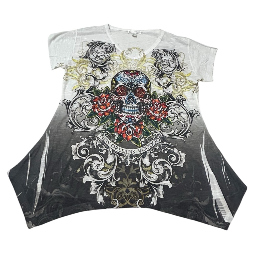 Desire Collection New Orleans Voodoo White Tee with Gold Accents